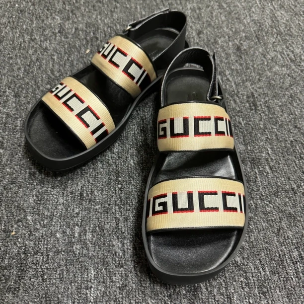 Gucci/古驰/41码/绑带Logo休闲凉鞋/全新未使用/