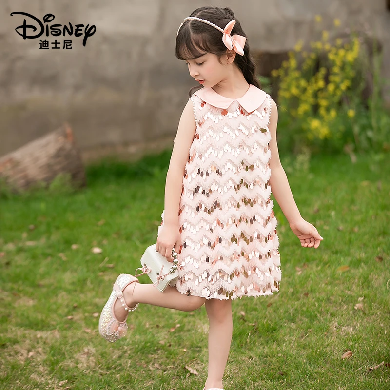 【LL】Disney/迪士尼女童夏季亮片蝴蝶结淑女连衣裙XCE2SQ103
