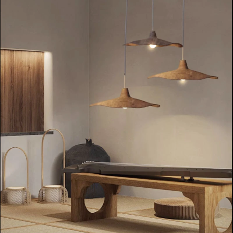 侘寂风新中式吊灯禅意茶室餐厅吧台复古创意卧室床头树脂吊灯酒店
