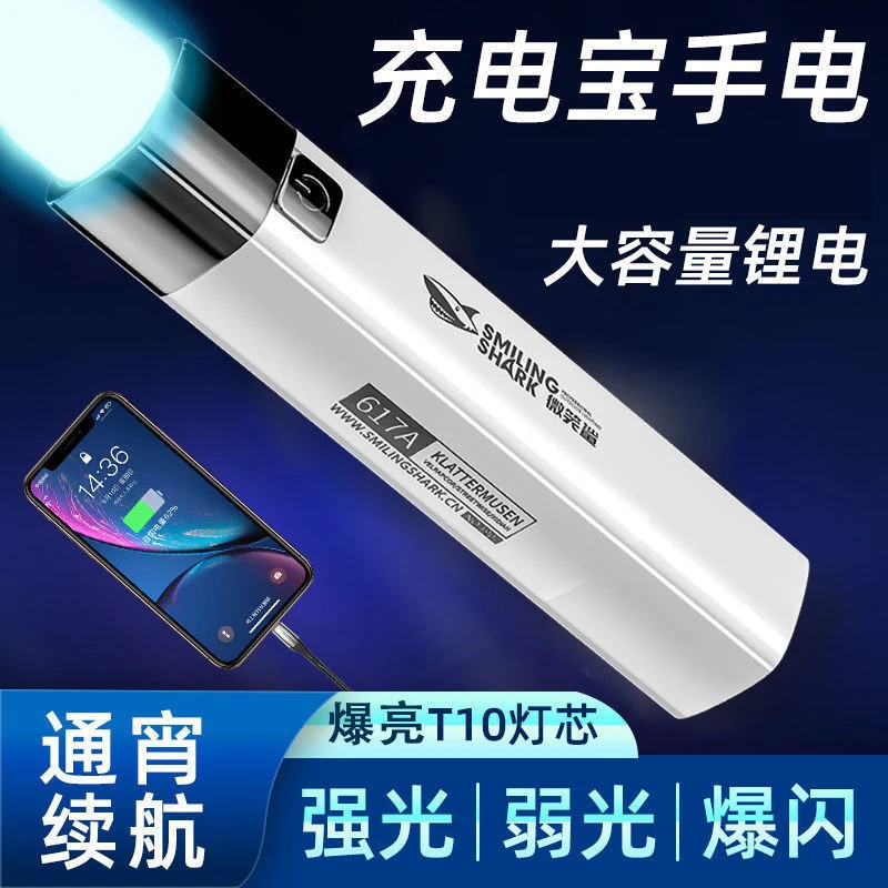 强光便携手电筒可充电宝迷你学生小家用灯户外远射led迷你手电筒