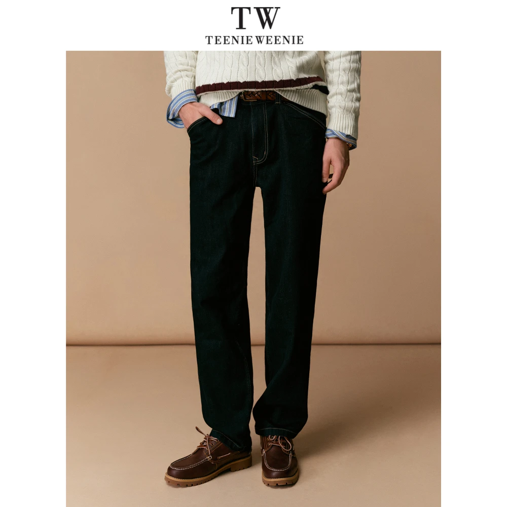 小熊男装牛仔美式复古休闲潮流直筒裤情侣同款