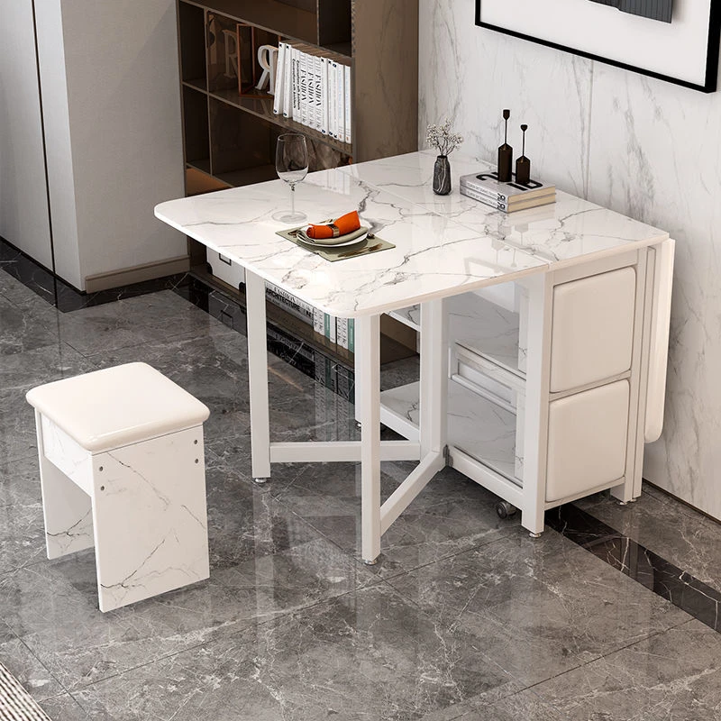 网红折叠桌家用小户型吃饭桌子多功能北欧现代简约4人可移动餐桌