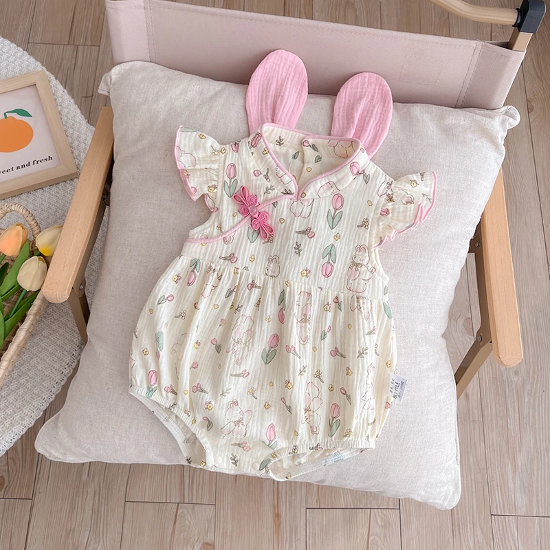 婴儿衣服女宝宝夏款包屁衣新生儿超萌洋气夏季短袖满月百天周岁服