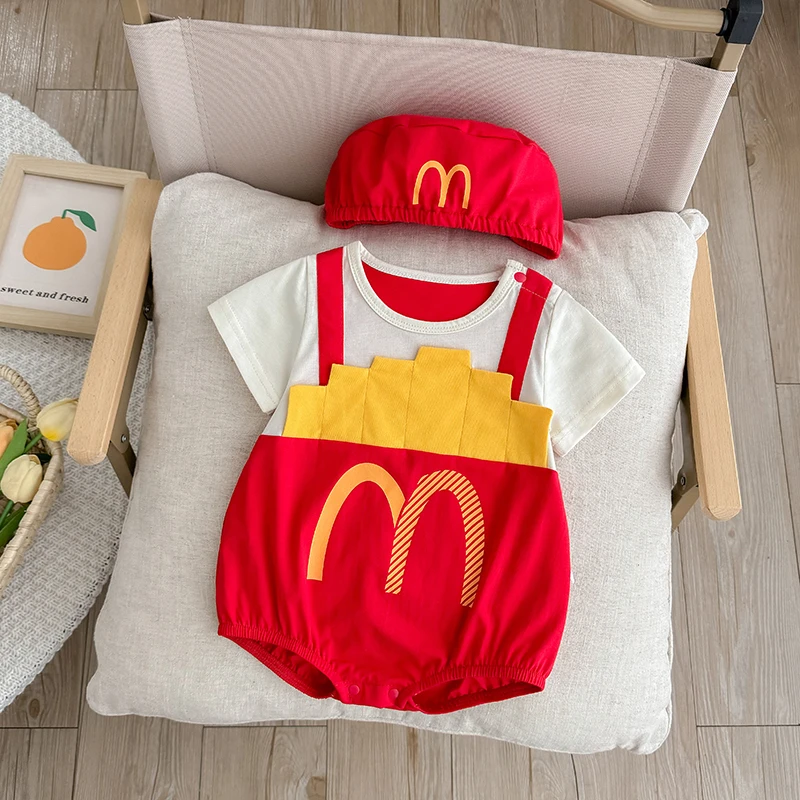 初生婴儿夏季包屁衣新生儿宝宝超萌洋气夏装薄款短袖满月百天爬服