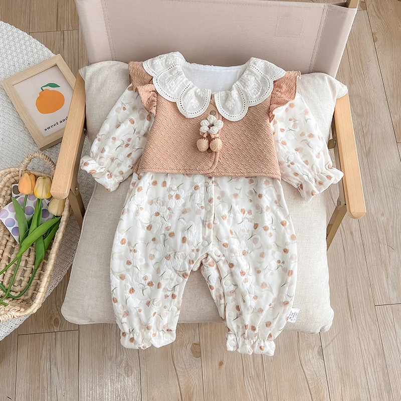 2025婴儿秋季连体衣新生儿女宝宝秋款衣服超萌洋气满月百天公主服