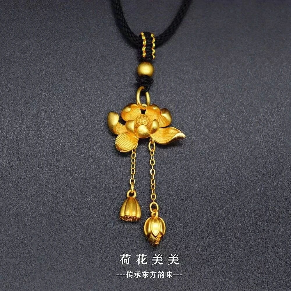 莲花两世欢吊坠流苏莲蓬风毛衣链小众百搭情侣气质手工