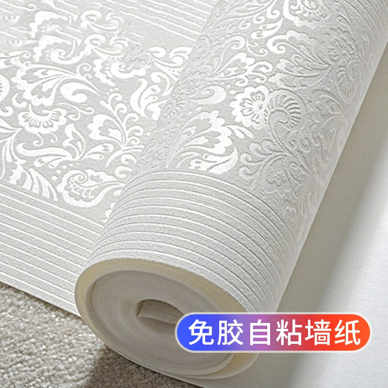 天豹无纺布墙纸自粘温馨卧室客厅房间家用环保硅藻泥防水加厚壁纸