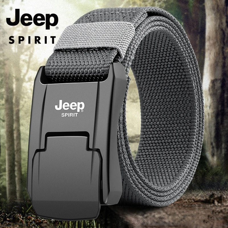 JEEP吉普帆布皮带男士自动扣腰带百搭户外懒人战术编织学生军训