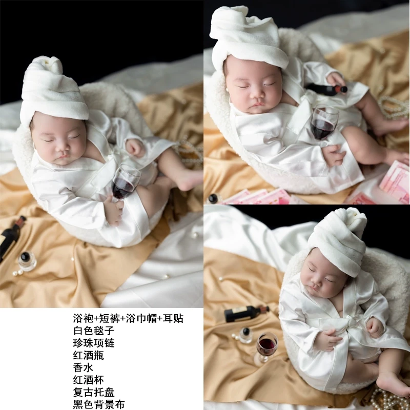 新生儿摄影浴袍满月拍照道具衣服月子照在家拍婴儿宝宝拍摄服装