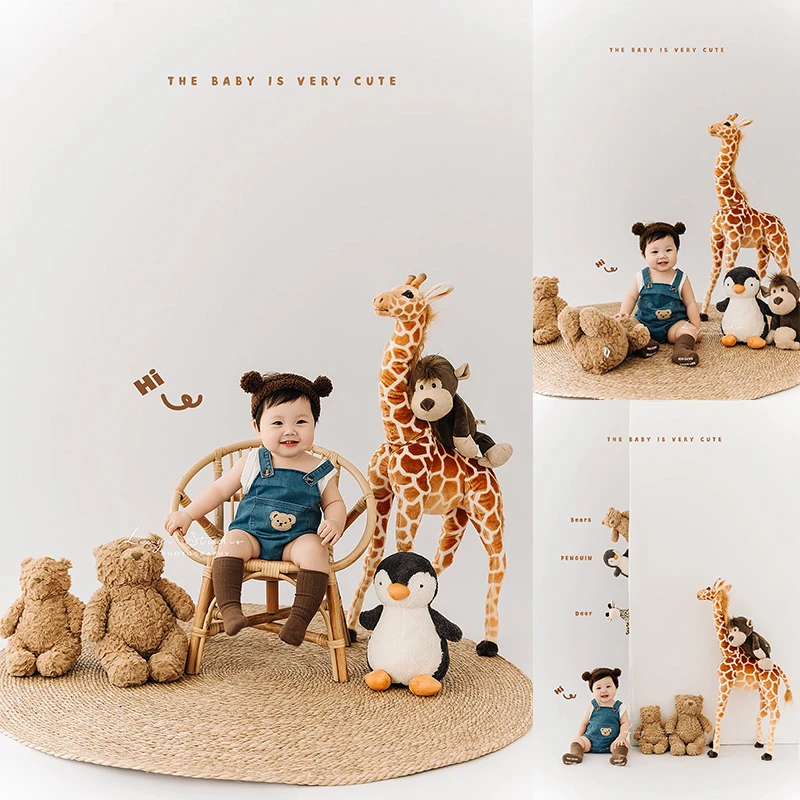 儿童摄影服装宝宝百天照周岁照拍照服装道具玩偶公仔动物园主题