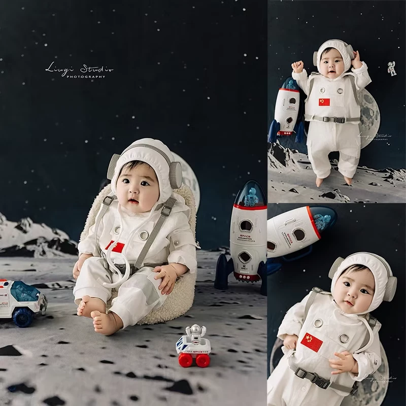 宇航员主题百天照摄影主题衣服婴儿宝宝百日照100天百岁满月服装