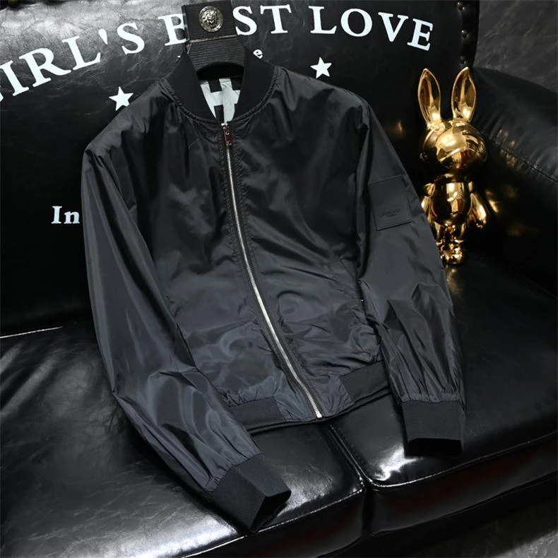 春秋季新款棒球领短款夹克男士欧货潮牌修身青年轻奢大码简约外套