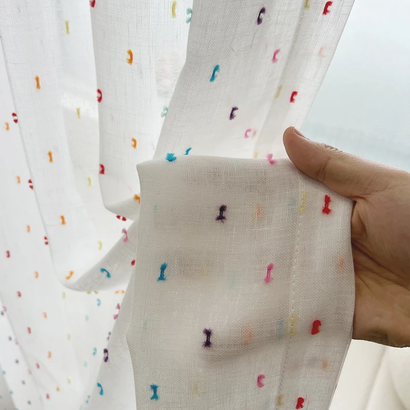 彩虹纱帘窗纱卧室儿童房男孩女孩房提花纱帘少女心童真梦幻纱帘tx