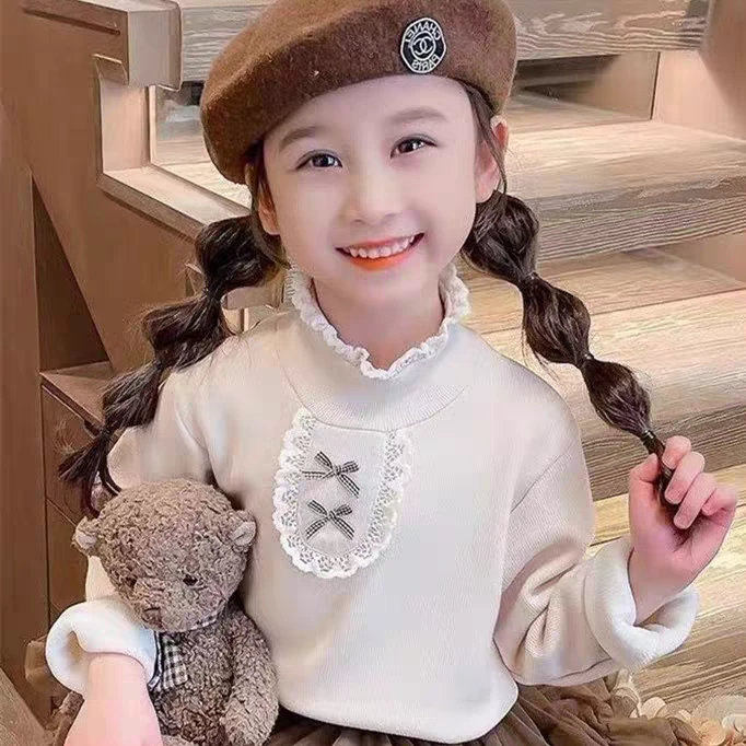 092女童打底衫秋冬季新款女宝宝半高领女孩加绒上衣