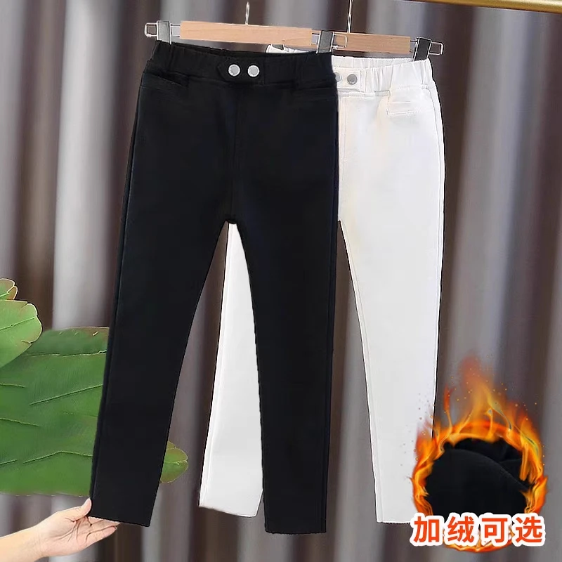076加绒铅笔裤新款厚打底裤儿童黑小脚儿童魔术裤