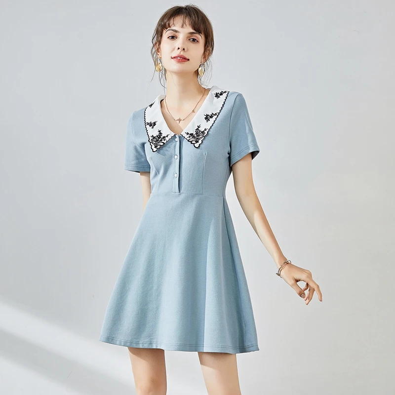 【粉丝专享】【秒杀】纳纹2025夏季中长款绣花短袖连衣裙女