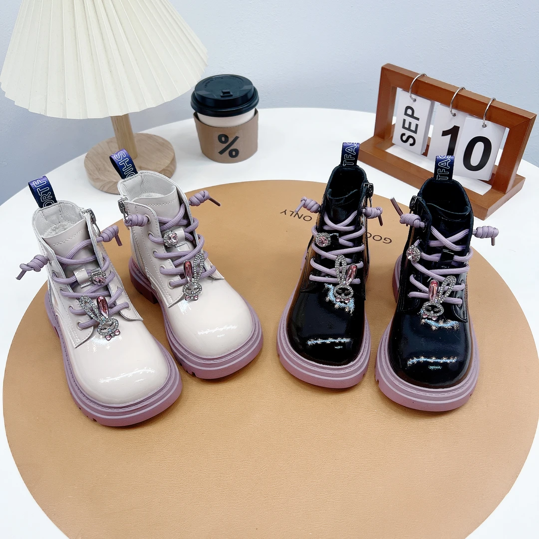 T335女童靴子童鞋2025秋冬季新款加绒儿童马丁靴小公主短靴