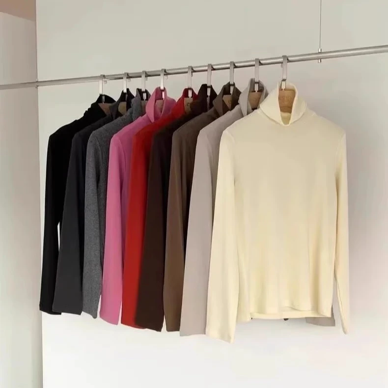 现货韩国东大门代购egg2024秋新款八色高领日常百搭羊毛打底T恤+