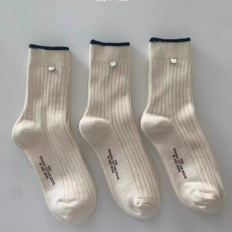 现chlee 韩国东大门代购2024秋冬egg女士时尚百搭休闲棉袜中筒袜+