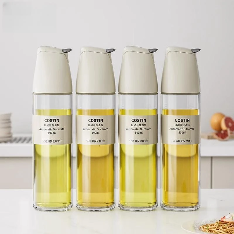 玻璃油壶自动开合防漏油罐厨房家用酱油醋调料瓶不挂油重力油瓶