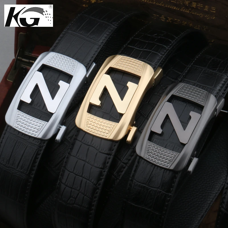 加长男士真牛皮皮带皮带男鳄鱼纹腰带高档时尚休闲百搭潮流皮带