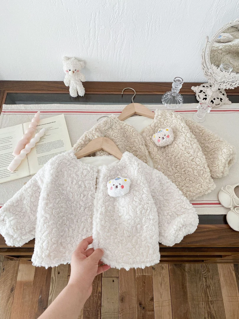 萱妈家【毛绒外套】外套冬装2024新款洋气宝宝衣服毛绒加厚保暖冬季
