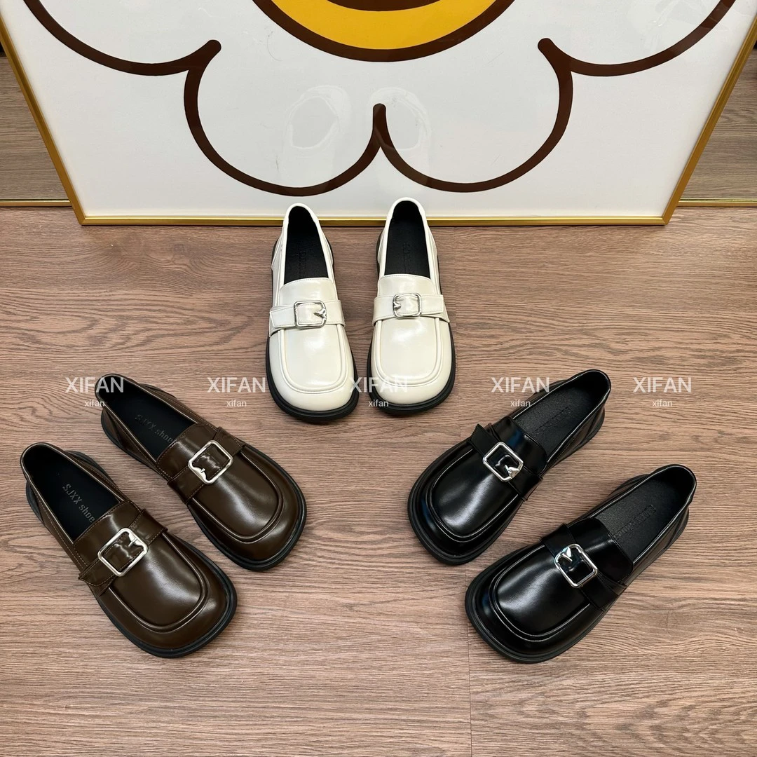 【喜番shoes】2024新款乐福鞋圆头女英伦厚底百搭小皮鞋韩版乐福鞋