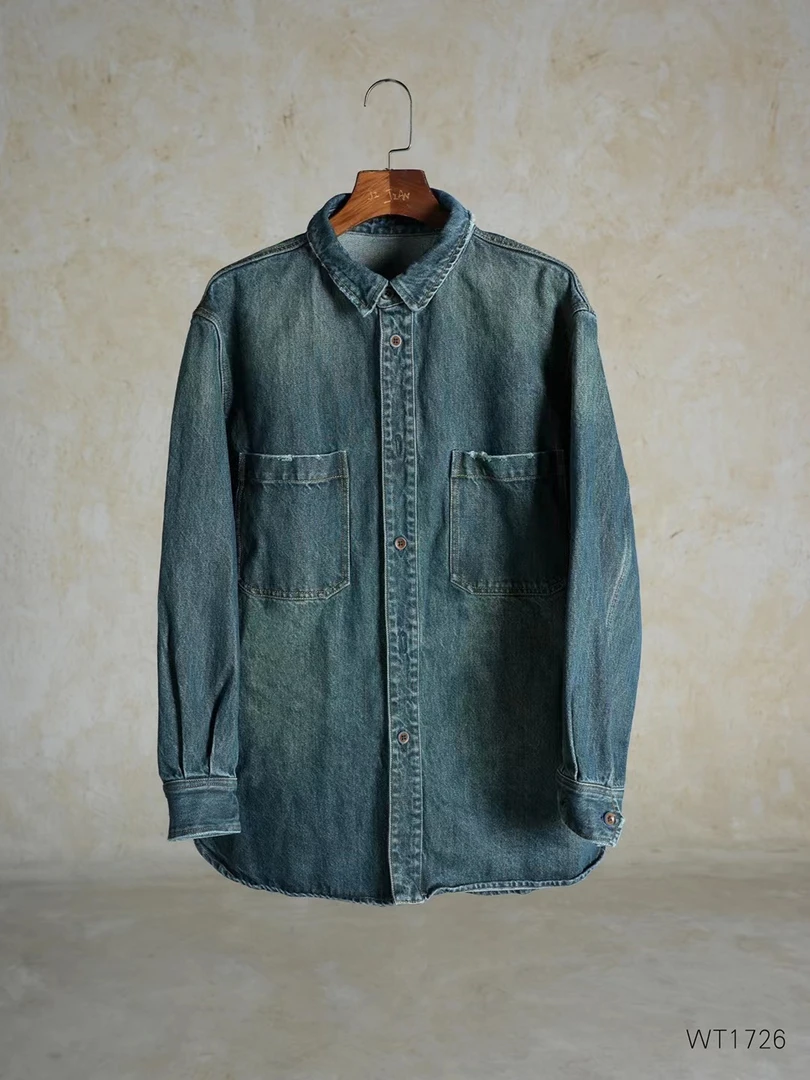 牛子蓝色中长款衬衣