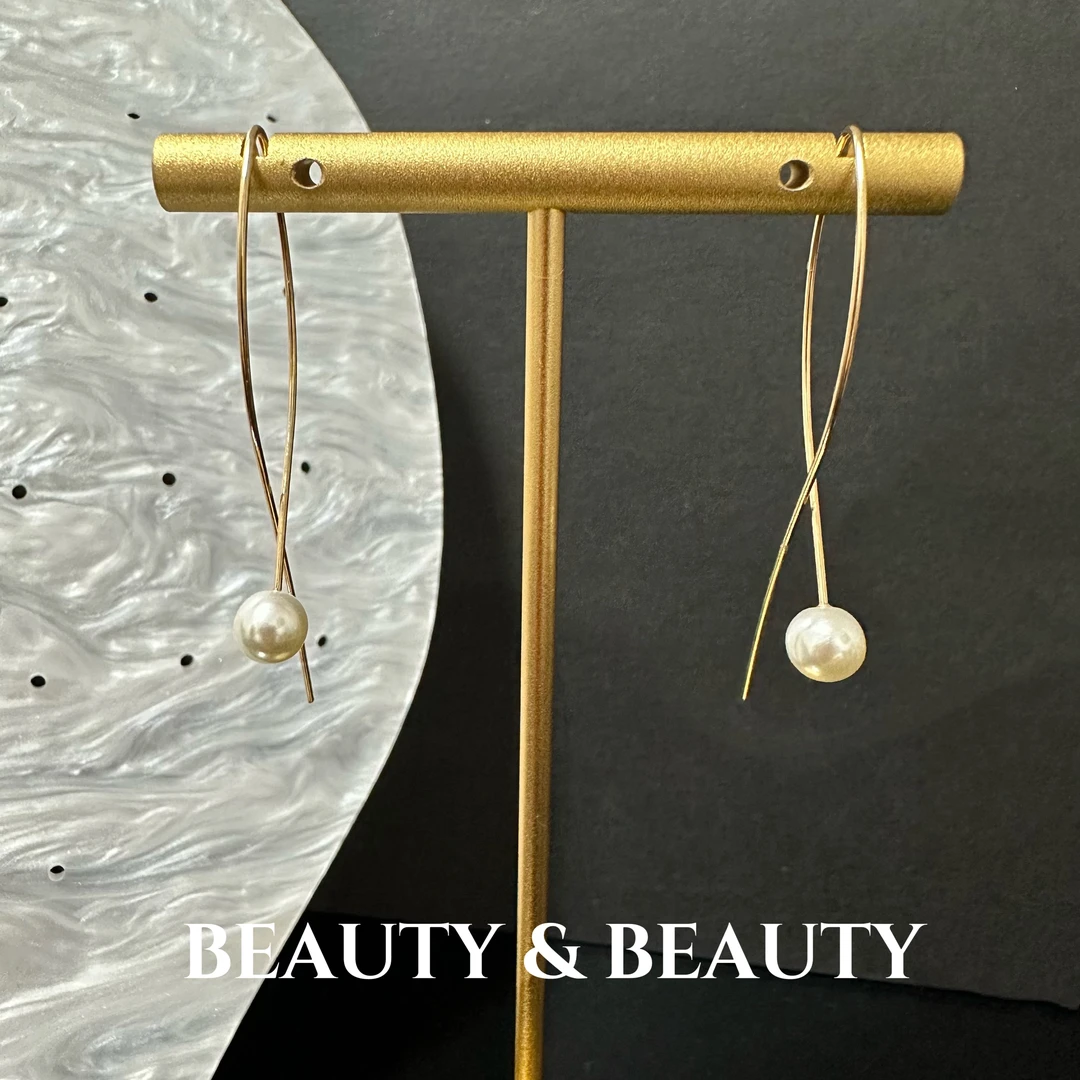 铜合金仿珍珠耳饰 铜合金线型耳环小众时尚简约精致日韩