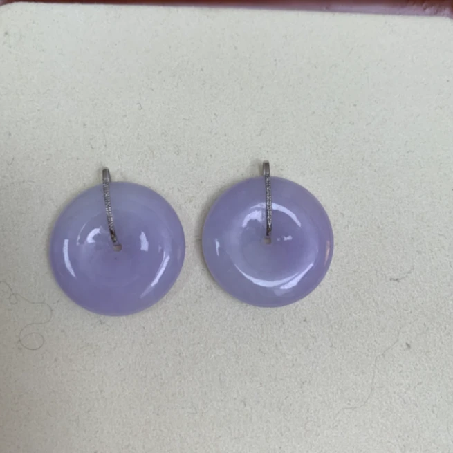 天然缅甸a货翡翠18k白金一字平安扣（多样性发其一）