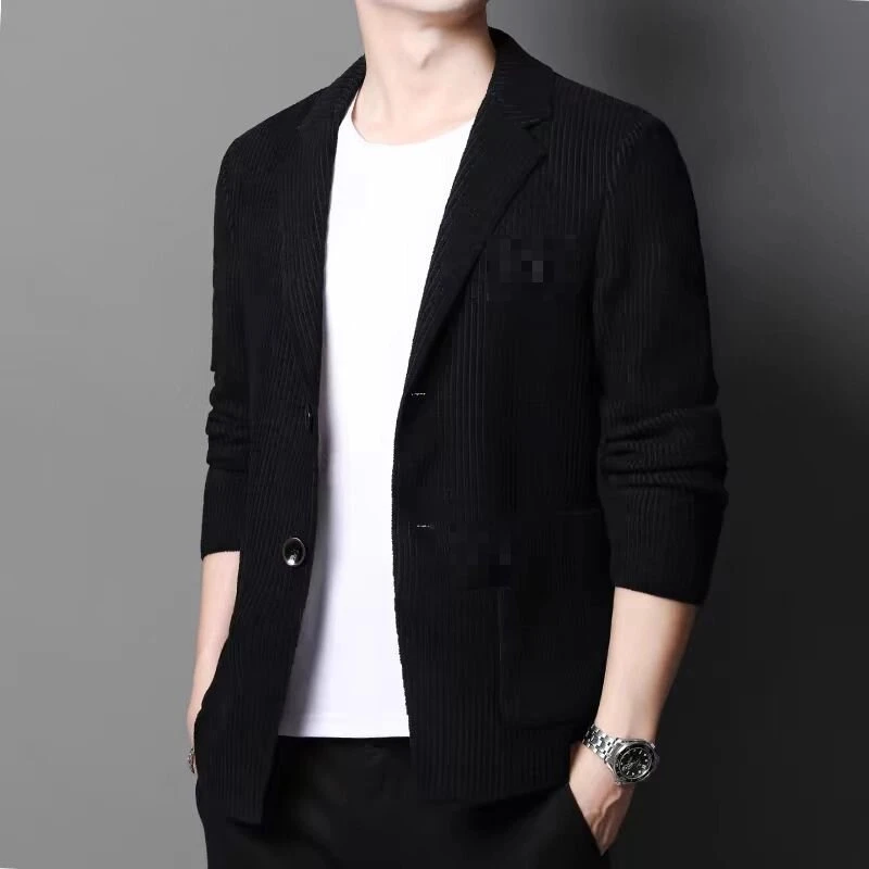 针织西装毛衣外套秋冬加厚新款工装翻领提花/FC155