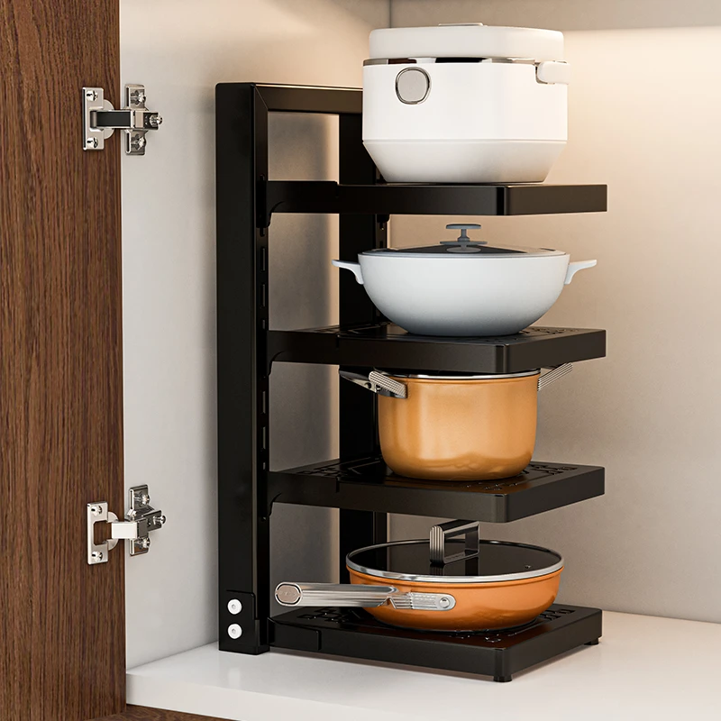 厨房置物架家用多功能锅具收纳架多层橱柜下水槽灶台分层放锅架子