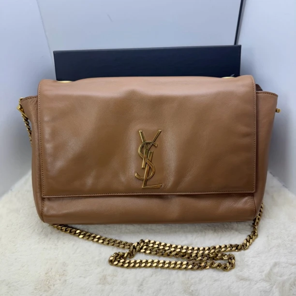 95新 YSL/圣罗兰 焦糖色Kate双面单肩斜挎包