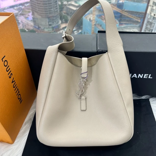 99新 YSL/圣罗兰 壹号奶茶色腋下hobo包