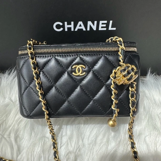 99新 Chanel/香奈儿 22s黑金核桃金球调节链条长盒子