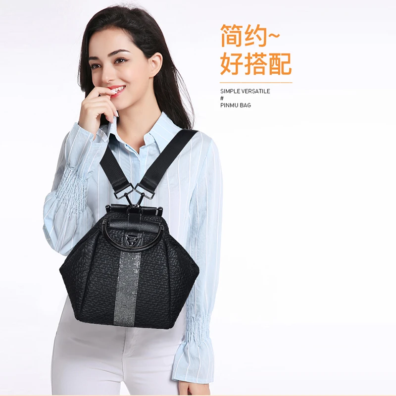 A.C.CARE双肩包韩版背包牛皮软皮时尚百搭手提单肩斜跨女包2022新