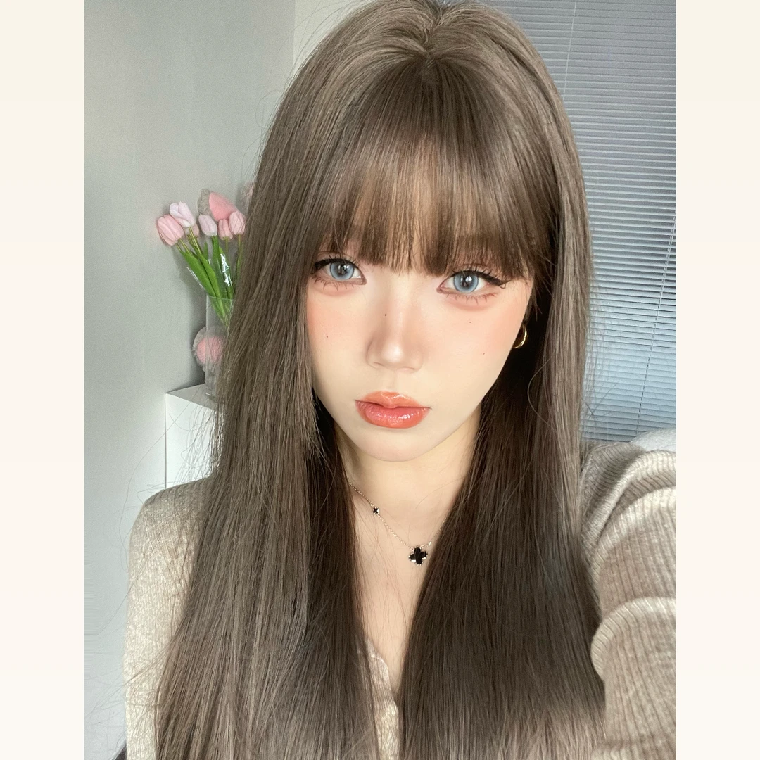 屁屁专属-【Angle】冷棕色假发齐刘海长直发减龄百搭新手必入假发