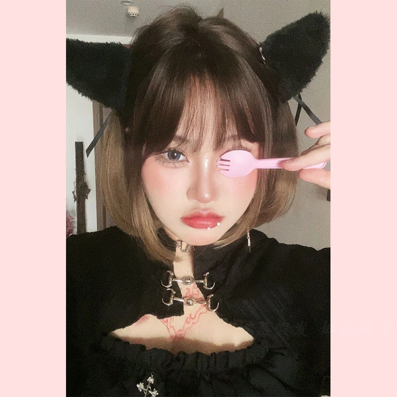 娜莓【夏日小恶魔】渐变浅白茶短发假发百搭可爱气质女生全头套假发