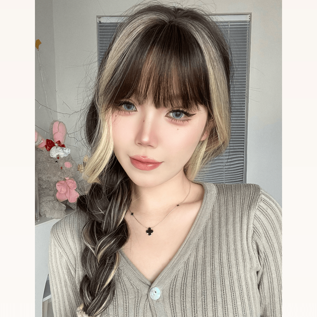 NAMM/娜莓【小个性】黑挑米白设计感假发轻欧美挑色工艺辣妹必入款