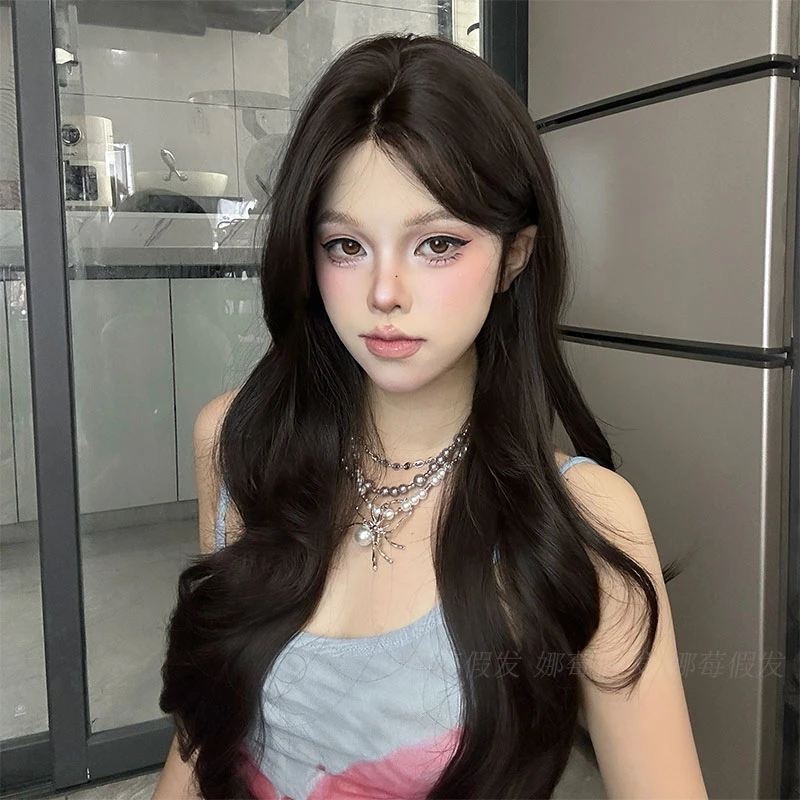 土豆专属【大美女】精修小额蕾丝黑茶色假发加大头皮波浪卷氛围假发