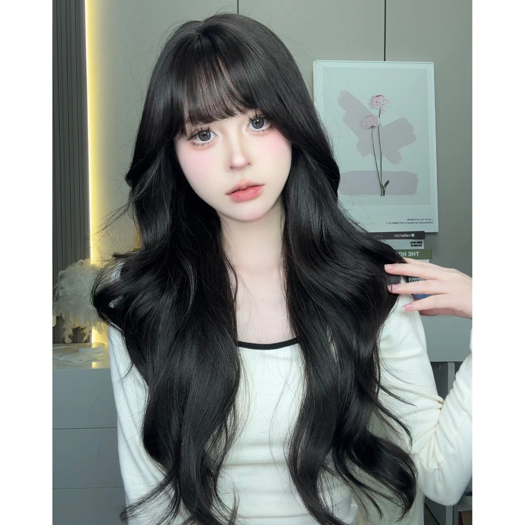 娜莓【白开水】黑茶日常氛围感长卷发学生女生全头套假发