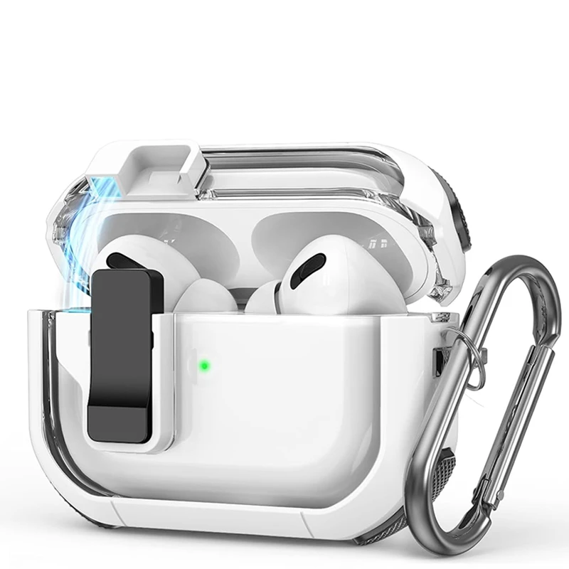 一键弹盖airpods pro2代保护套适用苹果耳机壳透明Airpods4代软壳