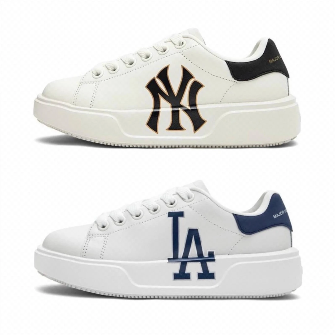 MLB男鞋女鞋NY情侣运动休闲鞋经典LA厚底潮流板鞋时尚系带小白鞋