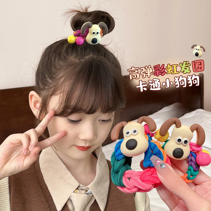 儿童彩色编织发绳小女孩扎高马尾发圈女童高弹力皮筋不伤发头绳
