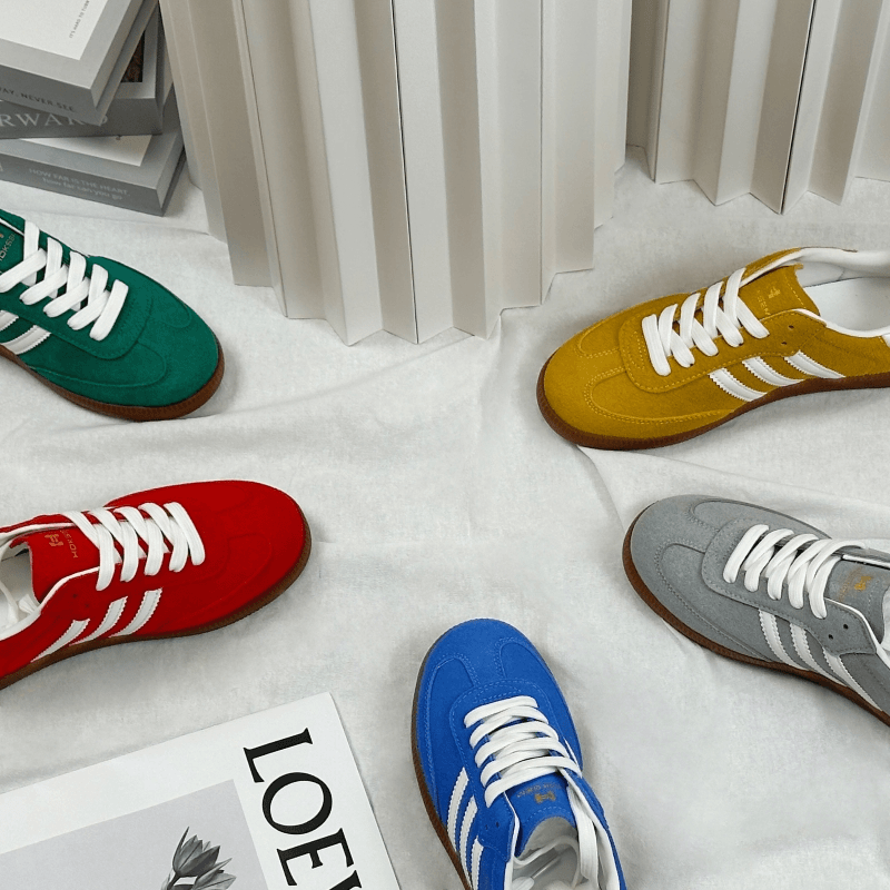 潮流新款百搭休闲板鞋女鞋日常通勤德训鞋多巴胺设计真皮阿甘鞋男