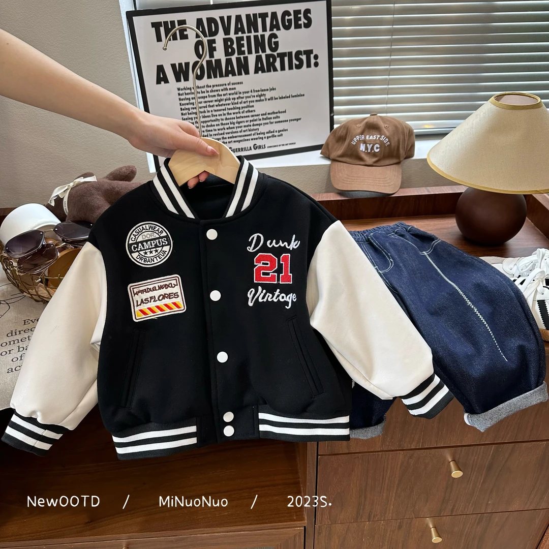 2024新款男女童棒球服外套秋季男孩炸街夹克上衣潮Q23122
