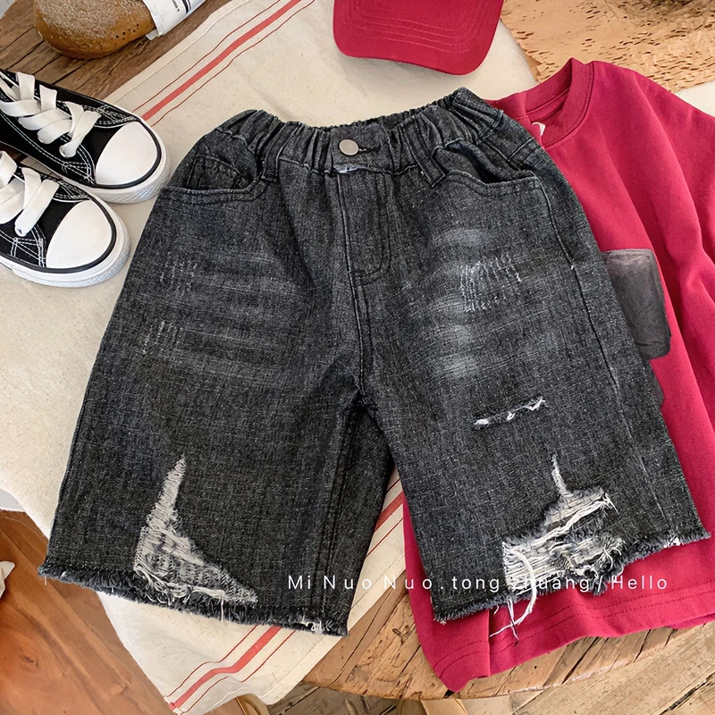 【YQ】儿童短裤2024夏季男童夏装儿童韩版牛仔裤薄款中裤23X138