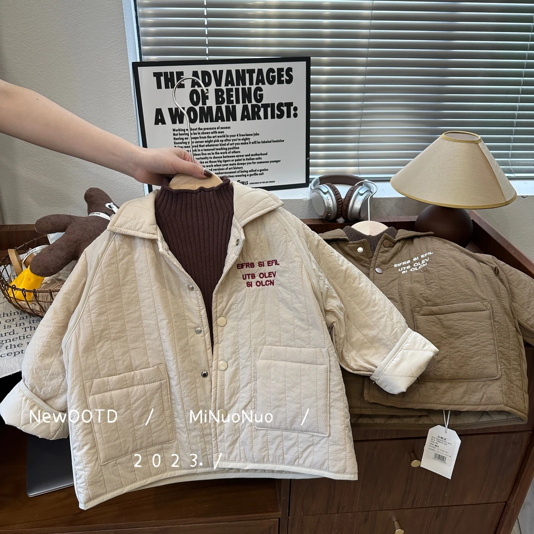 2024儿秋冬童加棉休闲韩版冬季男童保暖字母外套潮D23070