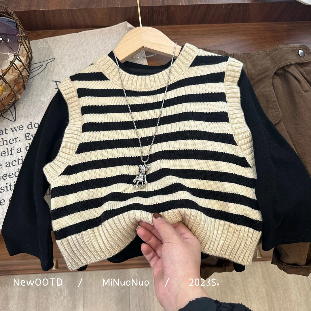 【小黎家】2023春装新款儿童韩版针织马甲男童女童春毛衣HBB0621