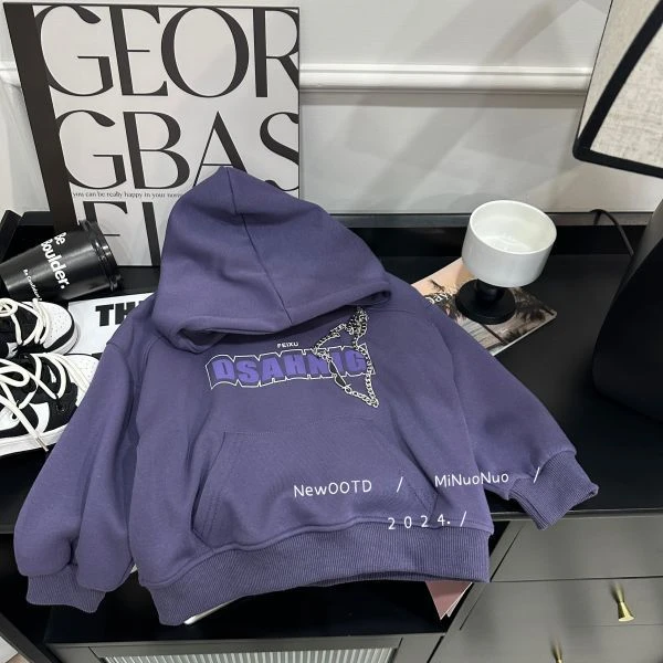 儿童洋气秋款韩版男童连帽卫衣百搭印花时尚潮酷秋装上衣潮23Q054